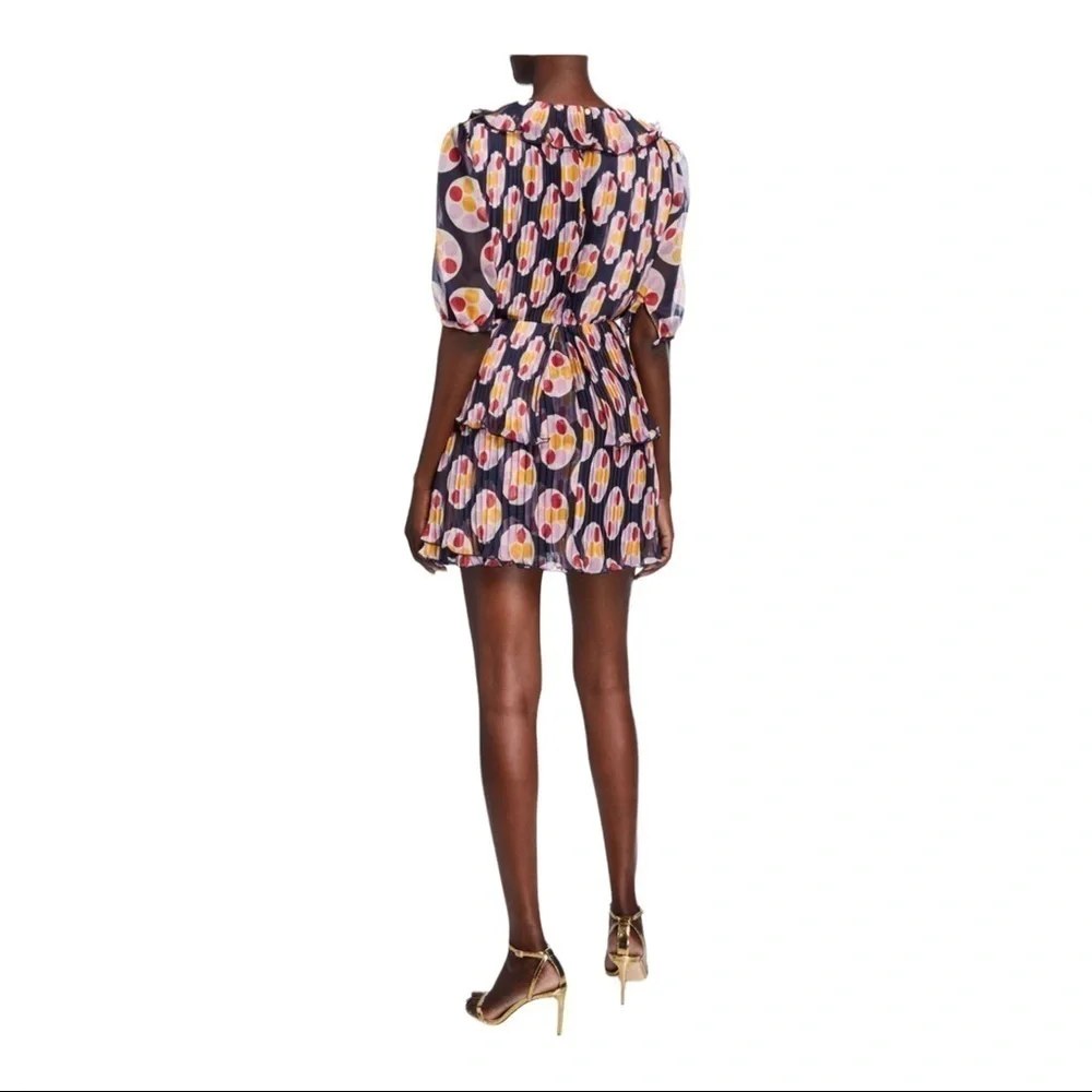 Talulah Anthro Bisous Ruffle Printed Mini Dress Purple Multicolor XS